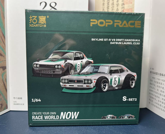 XCARTOYS POP RACE 1/64 Skyline GT-R V8 Hakosuka & Laurel C130 2-Car Set