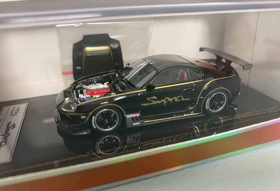 YM Model 1/64 Toyota Supra A80 Black Gold Resin Model