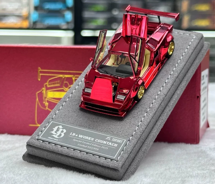 TOPART 1/64 LBWK Countach Chrome Red 2025 Beijing Show Exclusive
