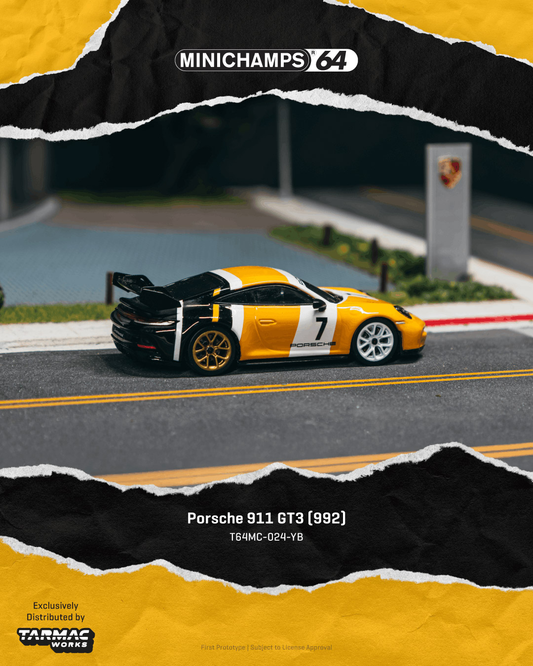 Tarmac Works 1/64 Porsche 911 GT3 Yellow Black Preorder