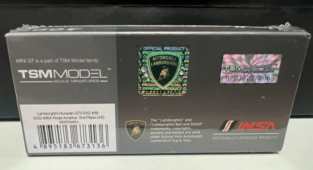 MINI GT 1/64 Lamborghini Huracan GT3 EVO IMSA Road America Diecast Car