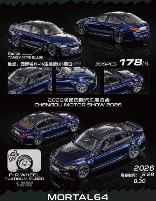 Mortal Model 1/64 BMW M3 F80 Tanzanite Blue Chengdu Limit