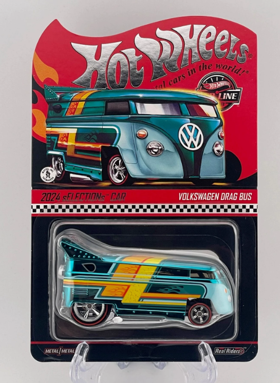 Hot Wheels RLC 2024 Volkswagen Drag Bus 1:64 Diecast Teal Yellow Carded