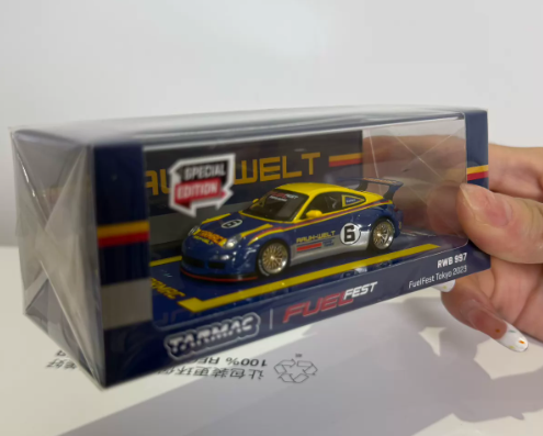 Tarmac Works 1:64 Porsche RWB 997 FuelFest Tokyo 2023 Special Blue/Yellow