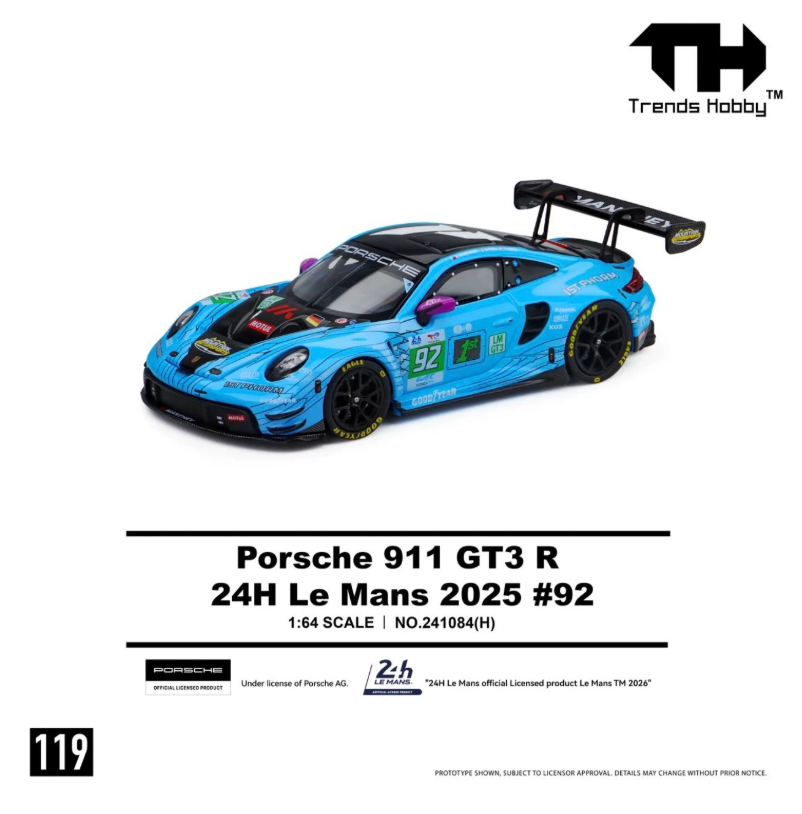 Trends Hobby 1:64 Porsche 911 GT3 R 24H Le Mans 2025 #92