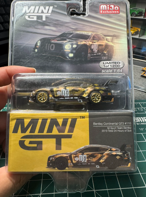MINI GT 199 Bentley Continental GT3 2019 Spa 24H Chase Blister 1/64