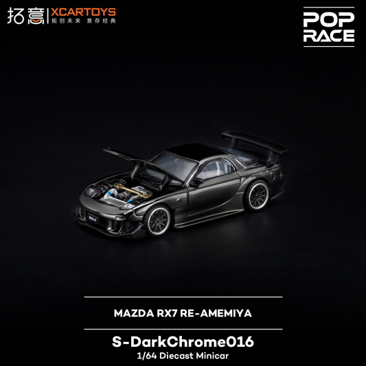 XCARTOYS x POP RACE 1/64 Mazda RX7 RE-Amemiya S-DarkChrome016 Preorder
