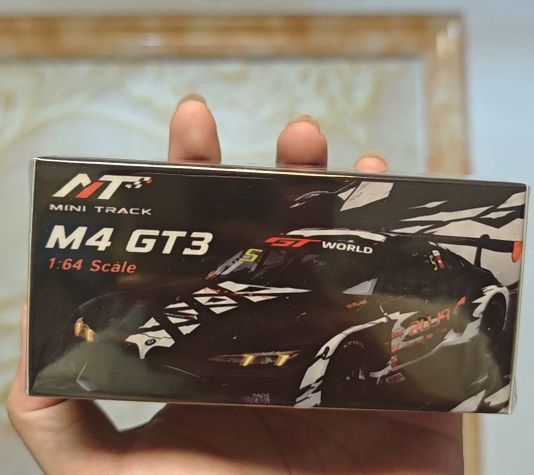 MINI TRACK 1/64 BMW M4 GT3 Alloy Model Black White Racing Livery