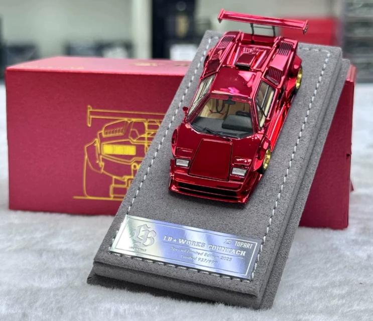 TOPART 1/64 LBWK Countach Chrome Red 2025 Beijing Show Exclusive