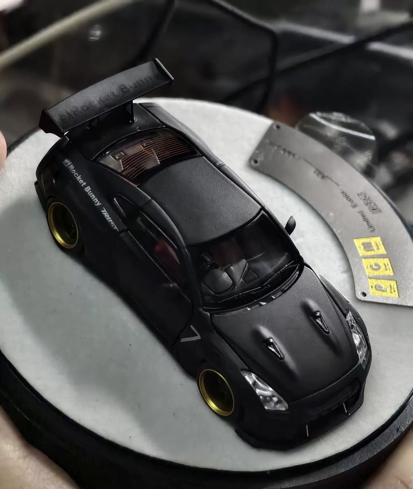 PGM 1/64 Nissan GTR R35 Matte Black Deluxe – All-Open