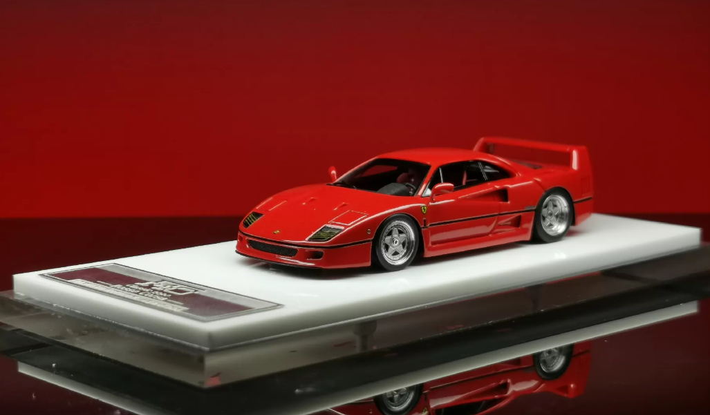MY64 1/64 Ferrari F40 Rosso Corsa Silver Wheels Resin Model