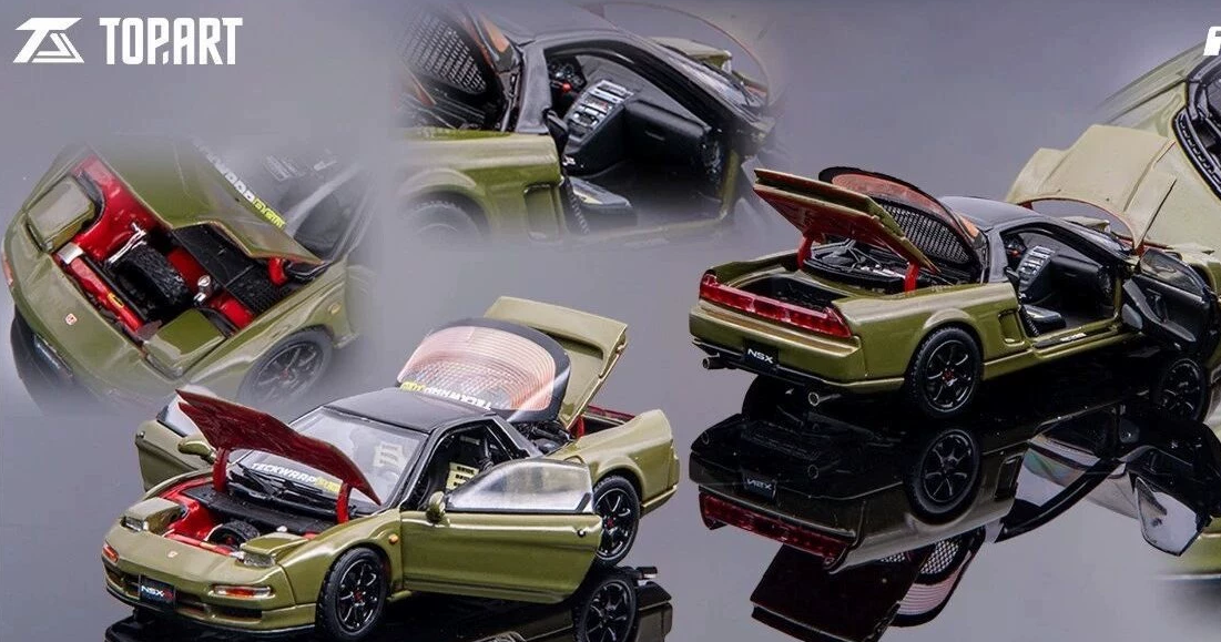 Topart 1:64 Honda NSX NA1 Olive Green Full Opening Alloy Model