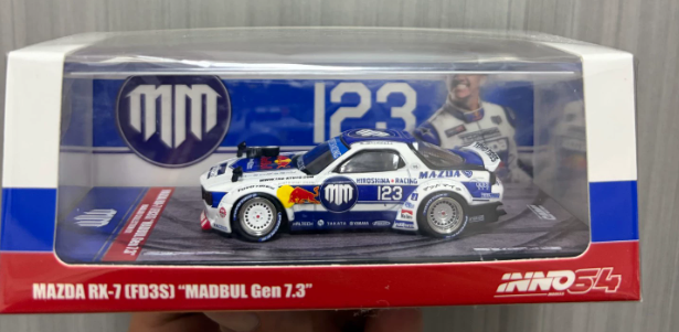 INNO 1/64 Mazda RX-7 FD3S MADBUL Gen 7.3 Rocket Bunny Red Bull