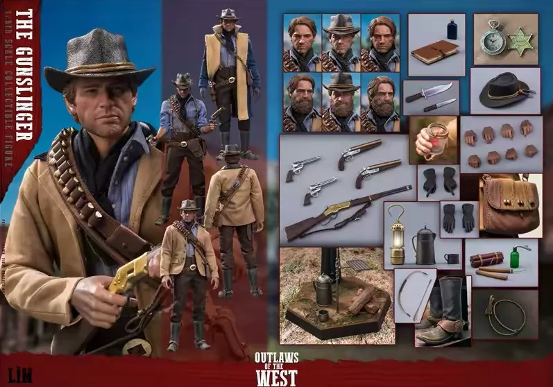 LimToys 1/6 Red Dead Outlaw Arthur Morgan 3 Head Sculpts