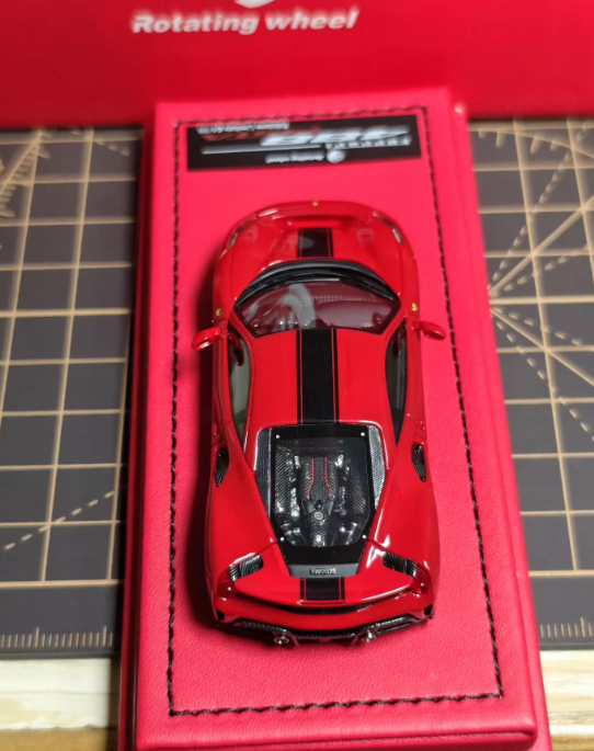 Rotating Wheel 1/64 Ferrari 488 Pista Red Black Stripes Limited 99