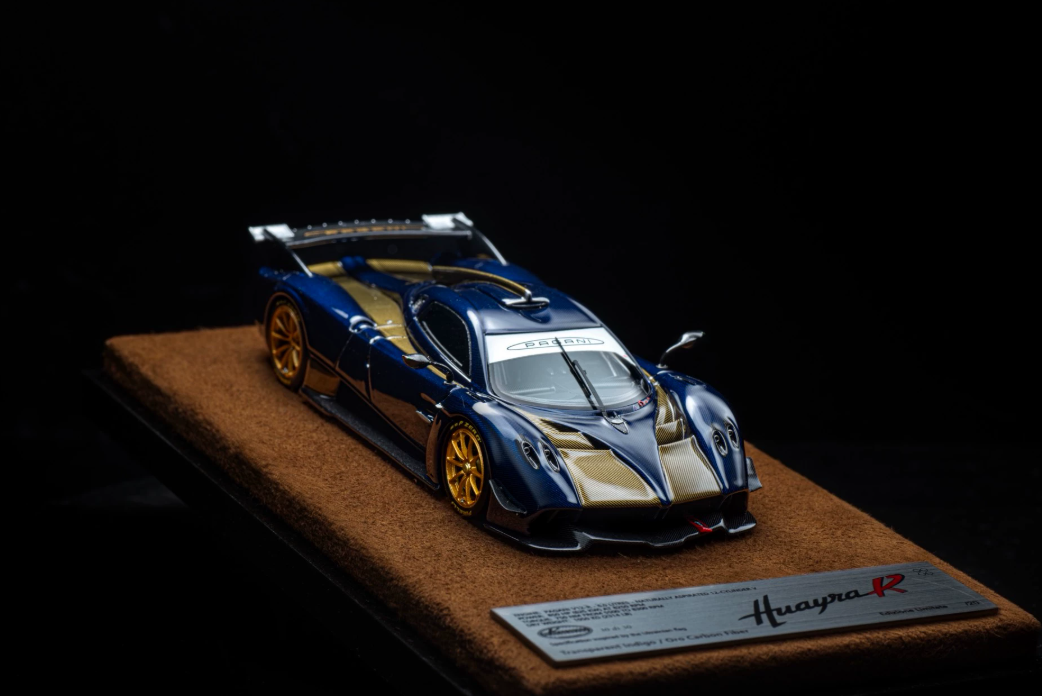 DMy 1/64 Pagani Huayra R Custom Blue Gold Carbon Alloy Model