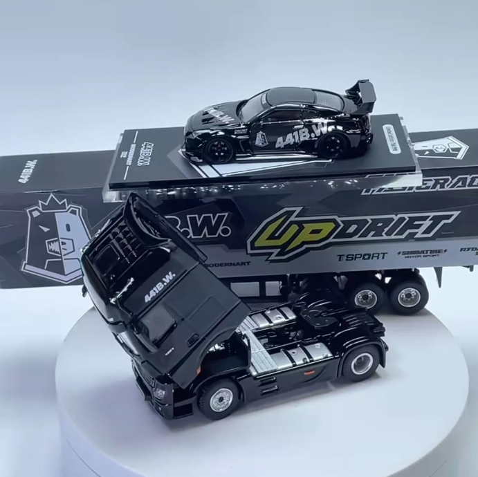 ModernArt x 441B.W. 1/64 Mercedes-Benz Actros & Nissan GT-R R35 Set