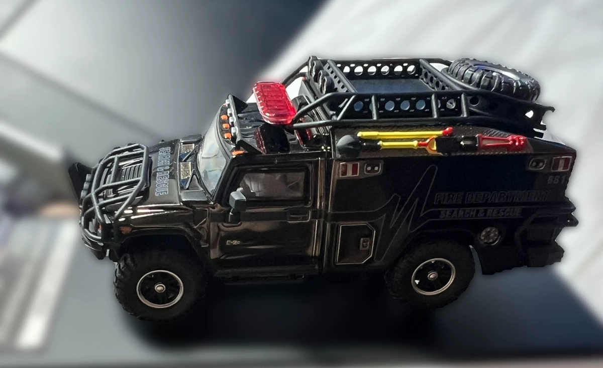 MK Miniatures 1:64 Hummer H2 Rescue Chrome Black HEC Hangzhou Chase