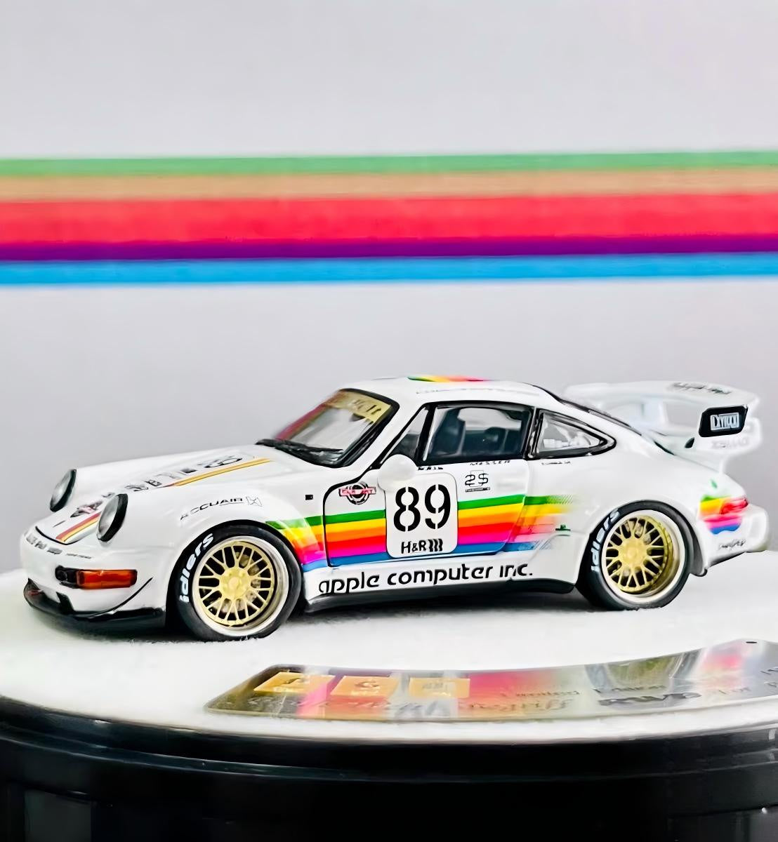 PGM 1:64 Porsche 964 RWB White Apple Round Box Deluxe Alloy Model