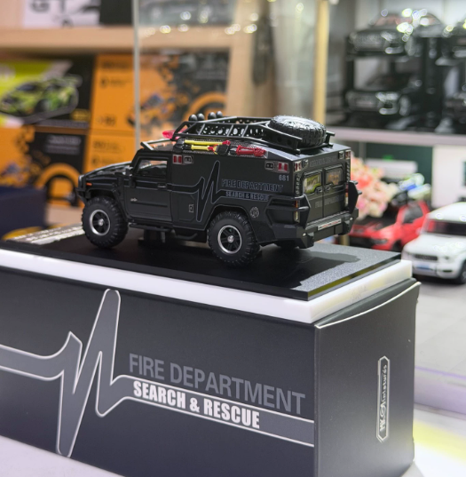 MK Miniatures 1:64 Hummer H2 Search & Rescue Black Limited Edition