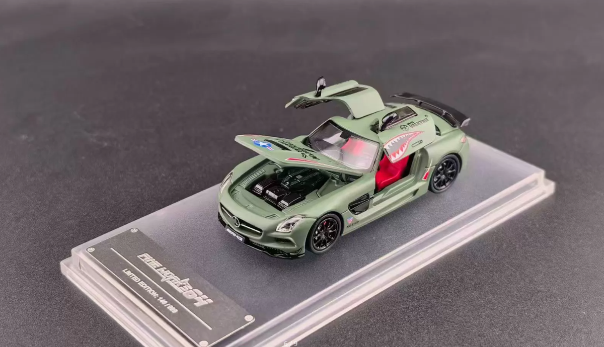 Fine Works64 1/64 Mercedes SLS AMG BS Air Force Green Alloy Model