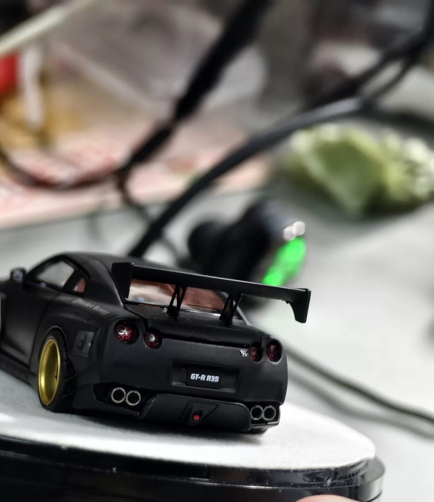 PGM 1/64 Nissan GTR R35 Matte Black Deluxe – All-Open