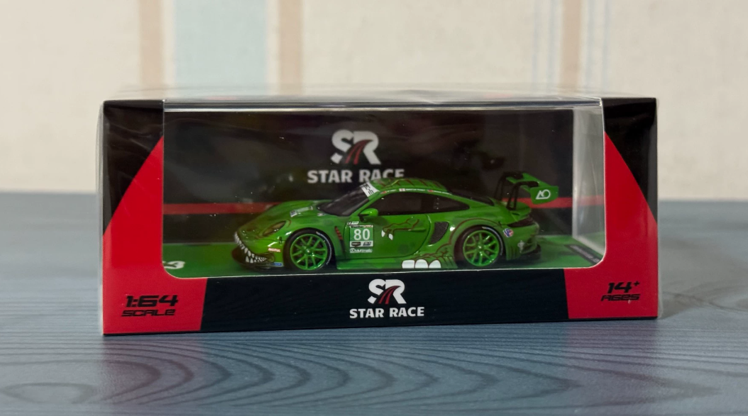 STAR RACE 1/64 Porsche 911 GT3 R Green Dinosaur REXY No 80
