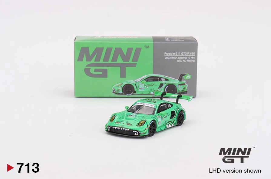 MINI GT 713 Porsche 911 GT3 R 80 Rexy Dinosaur Livery 1/64
