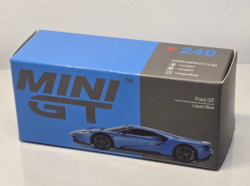 MINI GT 249 Ford GT Liquid Blue with White Stripes