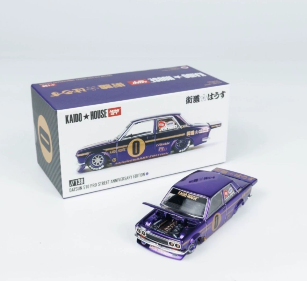 MINI GT Kaido House 1/64 Datsun 510 Pro Street Chrome Purple