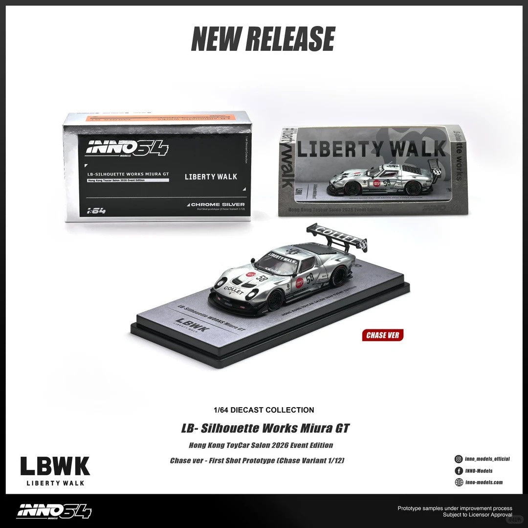 Inno64 1/64 LB-Silhouette Works Miura GT Silver HK Toycar Salon