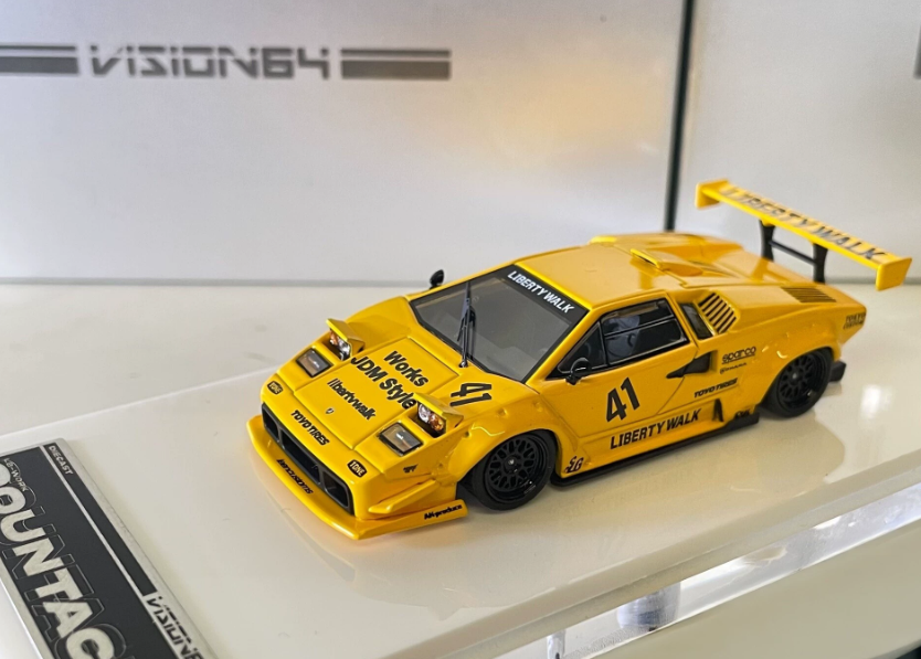 Vision64 1/64 Lamborghini Countach LP500 LB-Works Widebody Yellow