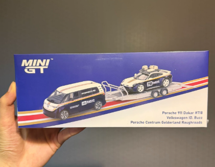 MINI GT MGTS0019 Porsche 911 Dakar VW ID Buzz Trailer Set 1/64