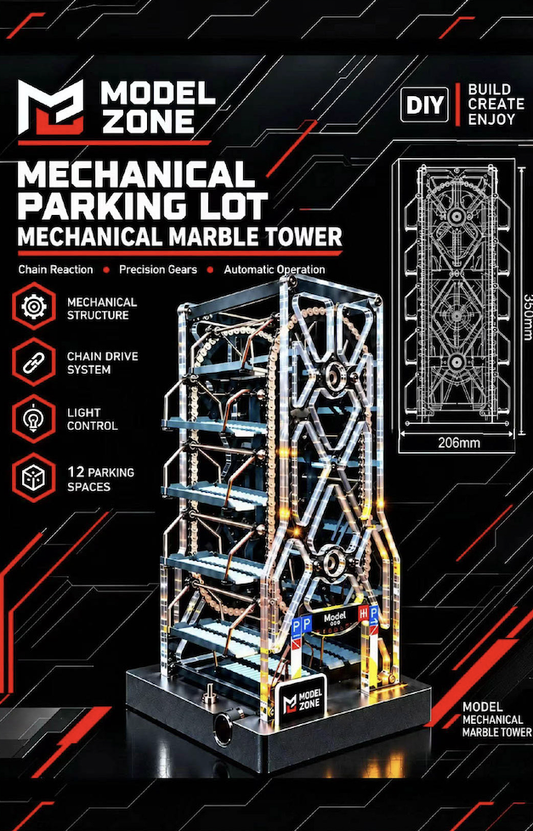 MODEL ZONE Mechanical Parking Lot Marble Tower DIY Kit