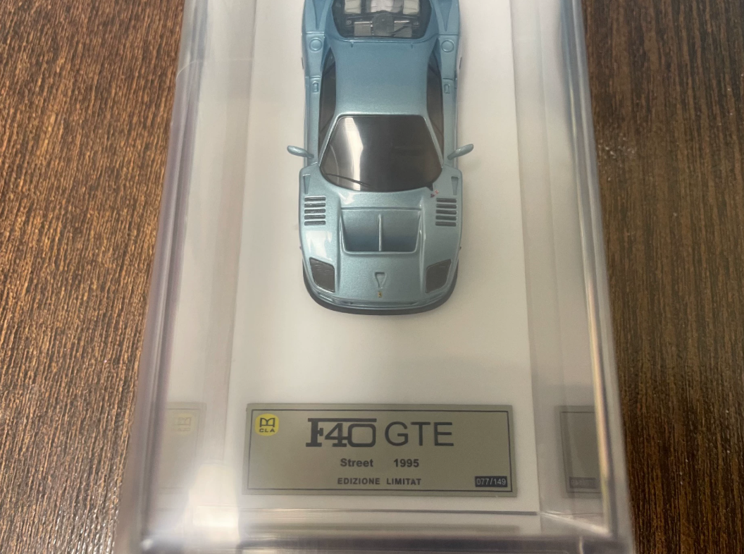 DMH 1:64 Ferrari F40 GTE Ice Blue Resin Model