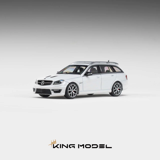 King Model 1/64 Mercedes-Benz C63 AMG Estate White Preorder