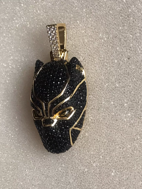 Marvel Black Panther 18k Gold Plated Swarovski Crystal Pendant