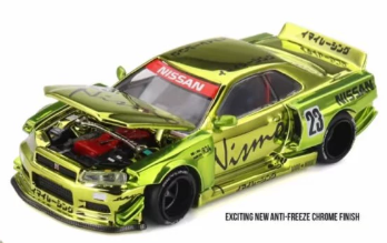 MINI GT Kaido House R34 Kaido Works LTD EDN Anti-Freeze Chrome Beijing 1/64