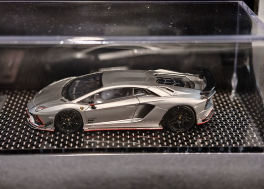 YM Model x Rowen 1/64 Lamborghini Aventador S Silver Red Lines