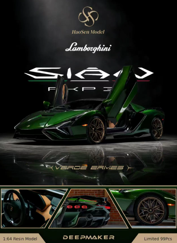 HaoSen Model & Deepmaker 1/64 Lamborghini Sian FKP 37 Verde Ermes Limited 99