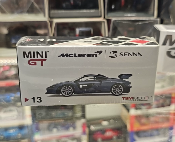 MINI GT #13 McLaren Senna Blue/Grey Metallic Boxed 1/64