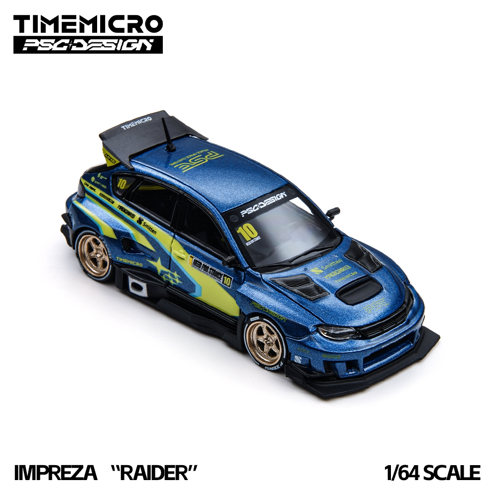 TimeMicro x PSC 1/64 Subaru Impreza Raider Blue Yellow